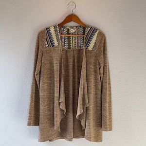 Boho Style Open Front Cardigan